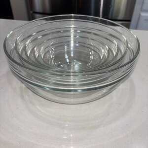 Arcoroc France Clear Stackable Glass Nesting Mixing Prep Bowls (5)